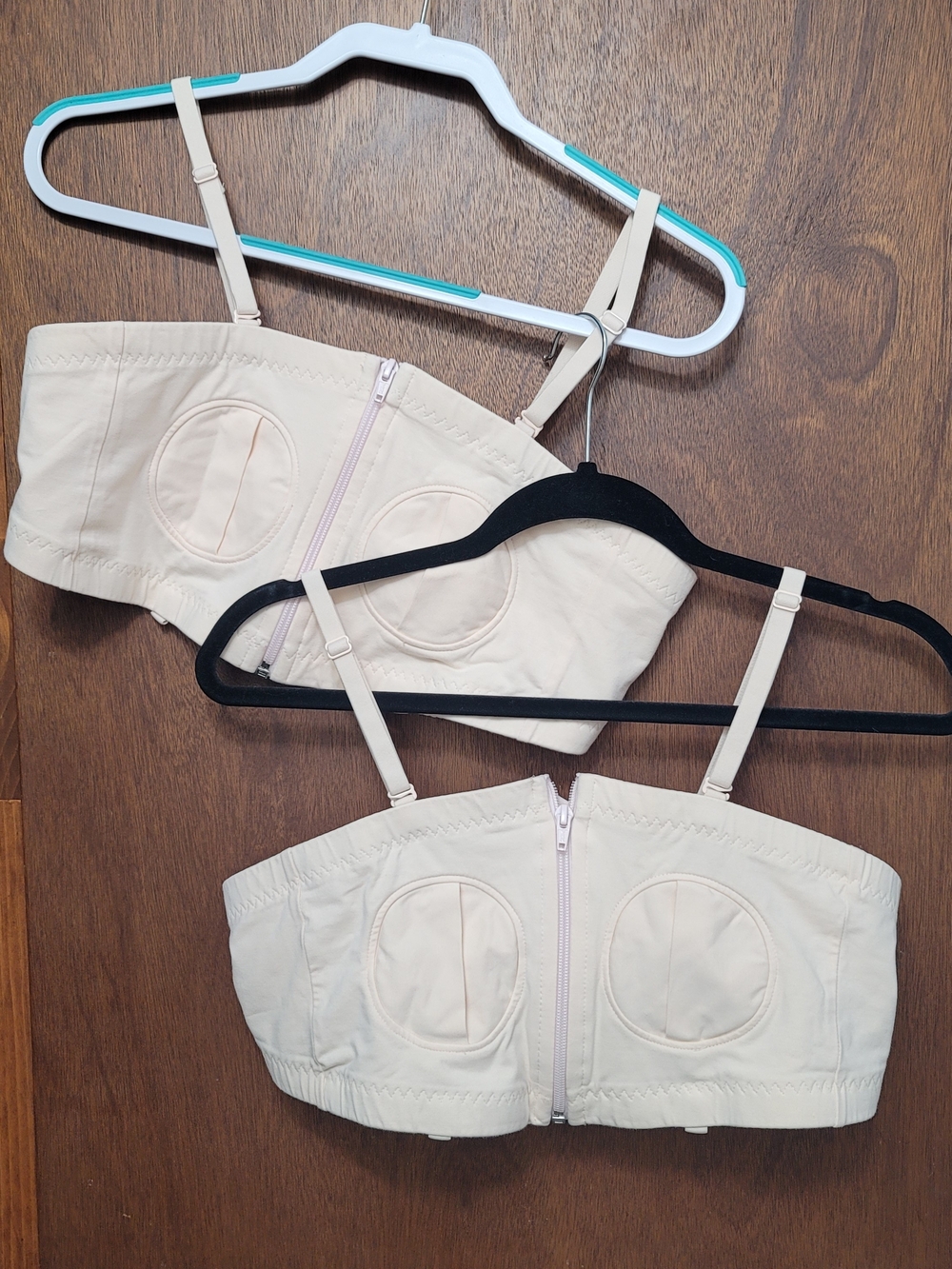 LN. Simple Wishes Hands Free Breast Pumping Bras with Front Zipper - Cream. XS-L